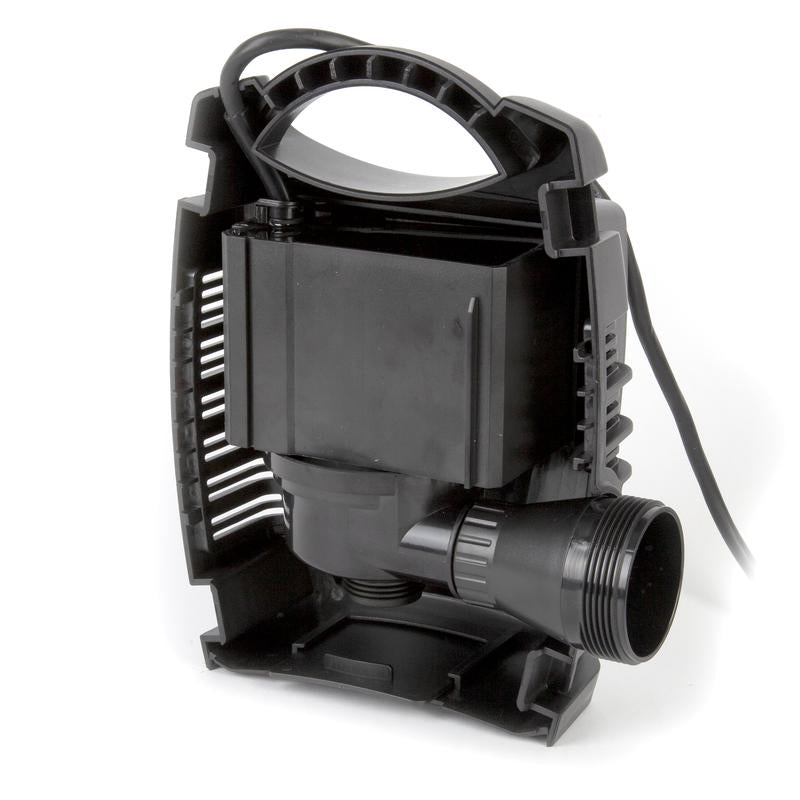 Black pump with a handle on a white background